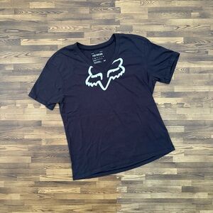 Fox Racing Black V-Neck T-Shirt with White Logo Small